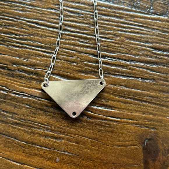 Repurposed/Upcycled Designer white Silver (PRADA) Charm Necklace - Picture 4 of 4